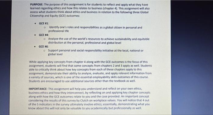 PURPOSE: The purpose of this assignment is for