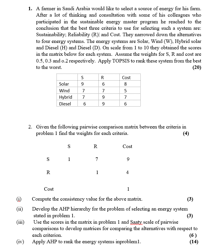 Please solve problem 2 1. A farmer in Saudi