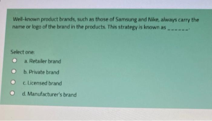 Well-known product brands, such as those of