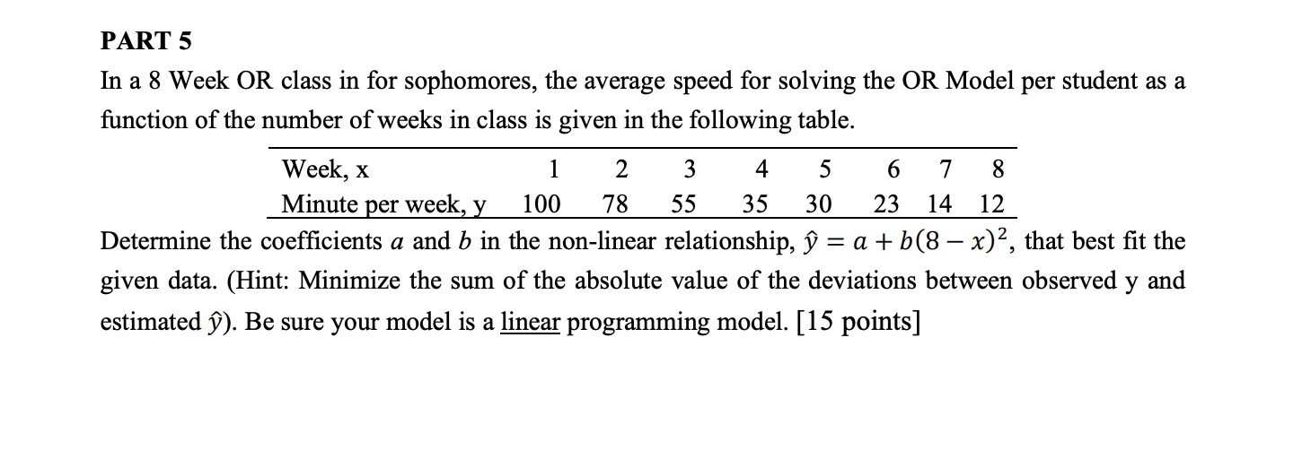 PART 5 5 6 8 In a 8 Week OR class in for