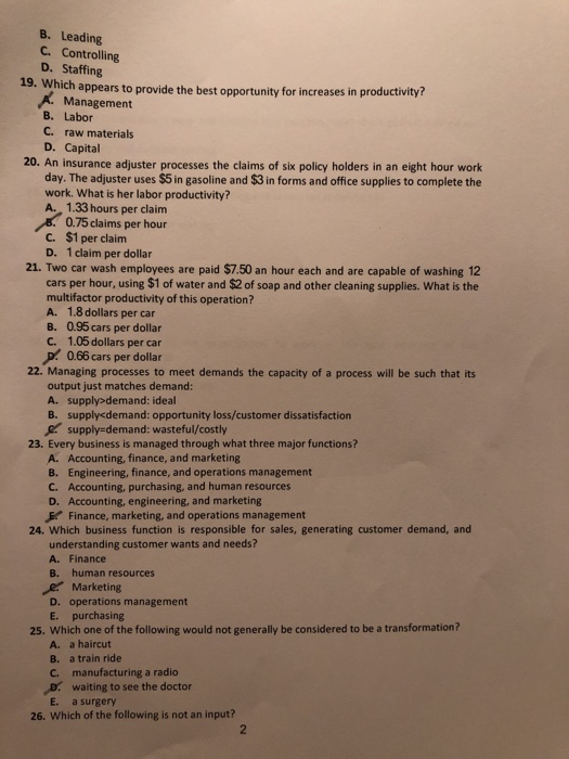 I want the correct answer for these questions