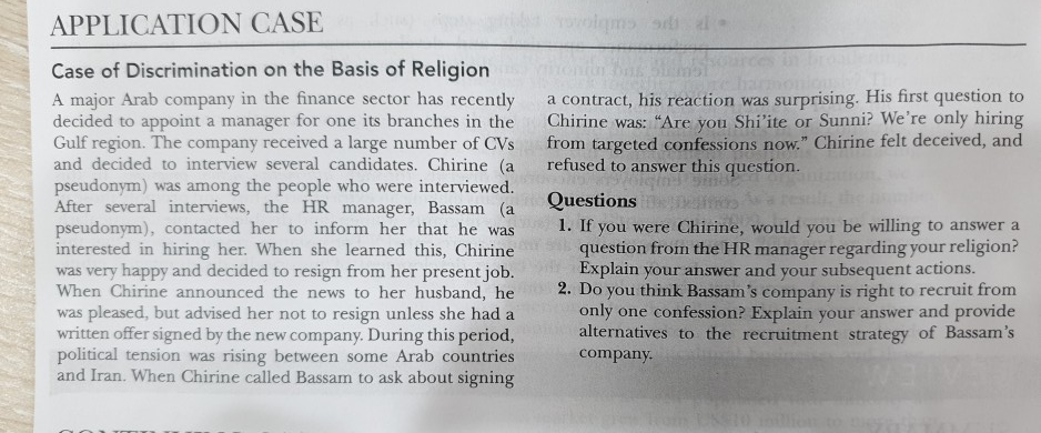 APPLICATION CASE Case of Discrimination on the