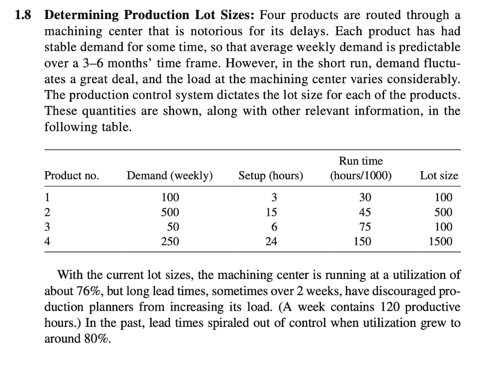 1.8 Determining Production Lot Sizes: Four