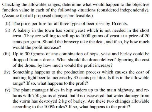 (30 marks) A microbrewery is located in a town