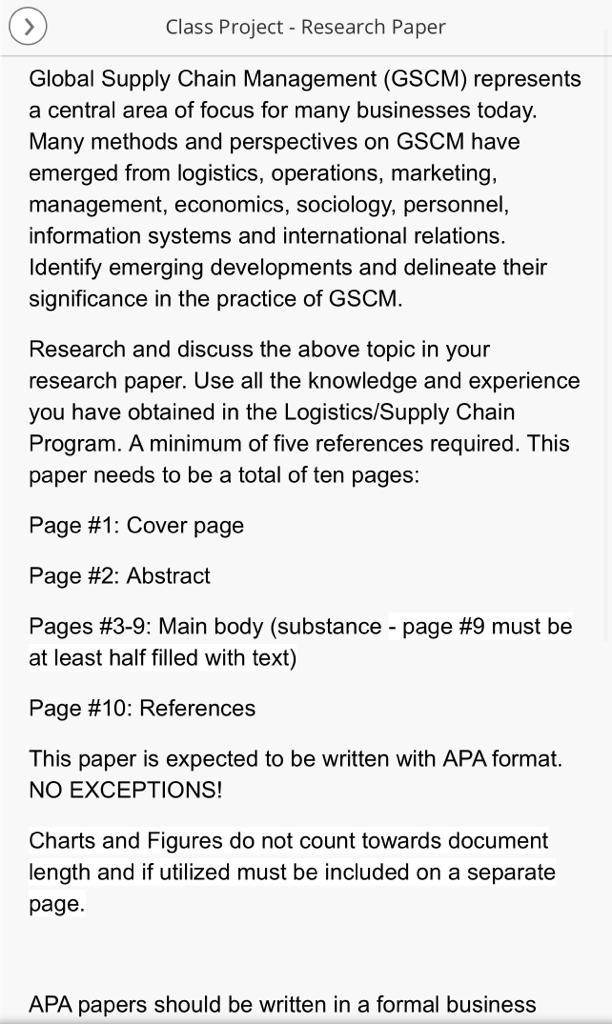 Class Project - Research Paper Global Supply