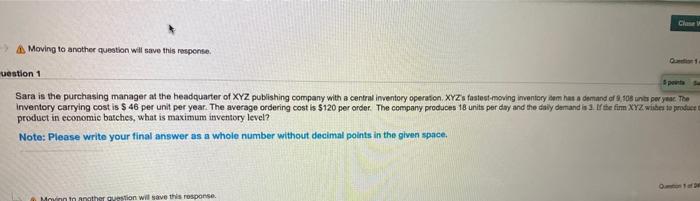 Chase Moving to another question will save this