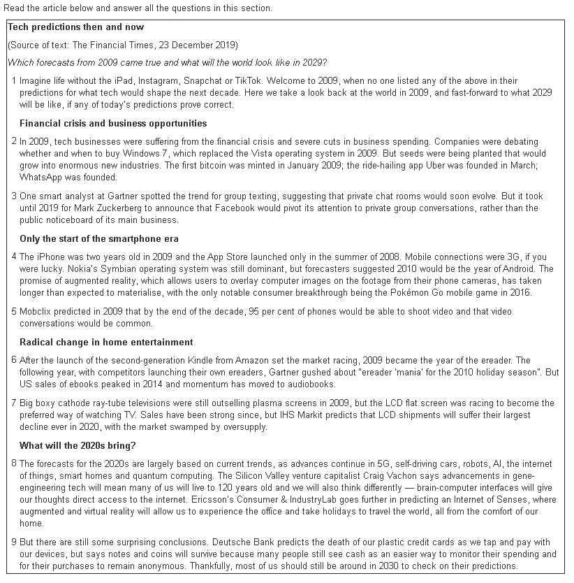 Read the article below and answer all the