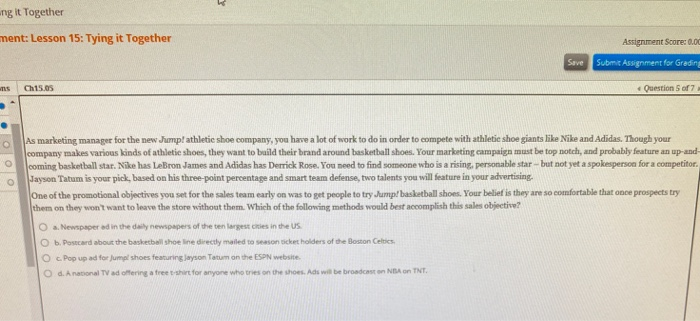 ung It Together ment: Lesson 15: Tying it