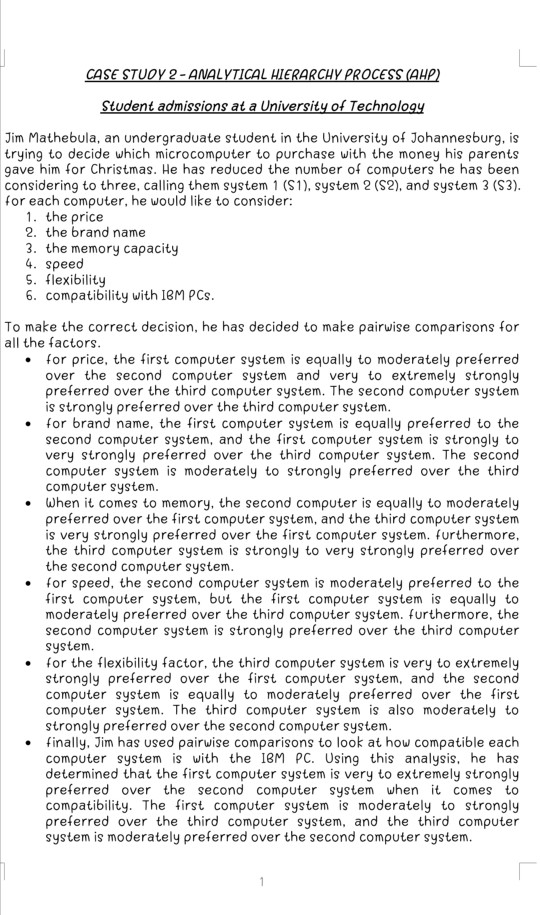 (a) Develop a pairwise comparison matrix (b)
