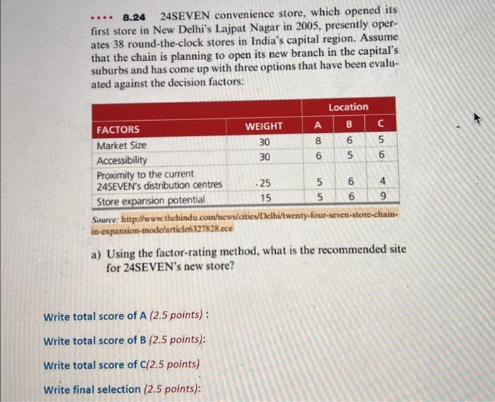 1. Fill in the empty columns in the table below
