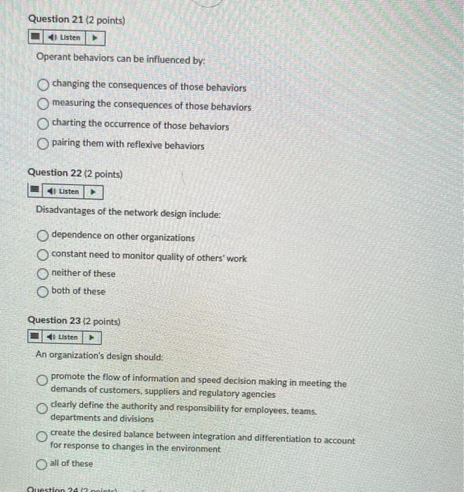 please answer all Operant behaviors can be