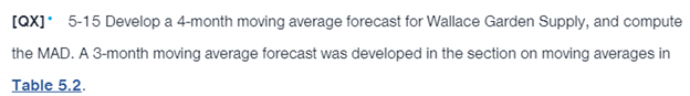 [QX] 5-15 Develop a 4-month moving average