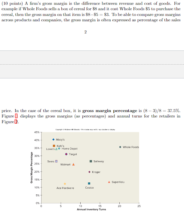 (10 points) A firm's gross margin is the