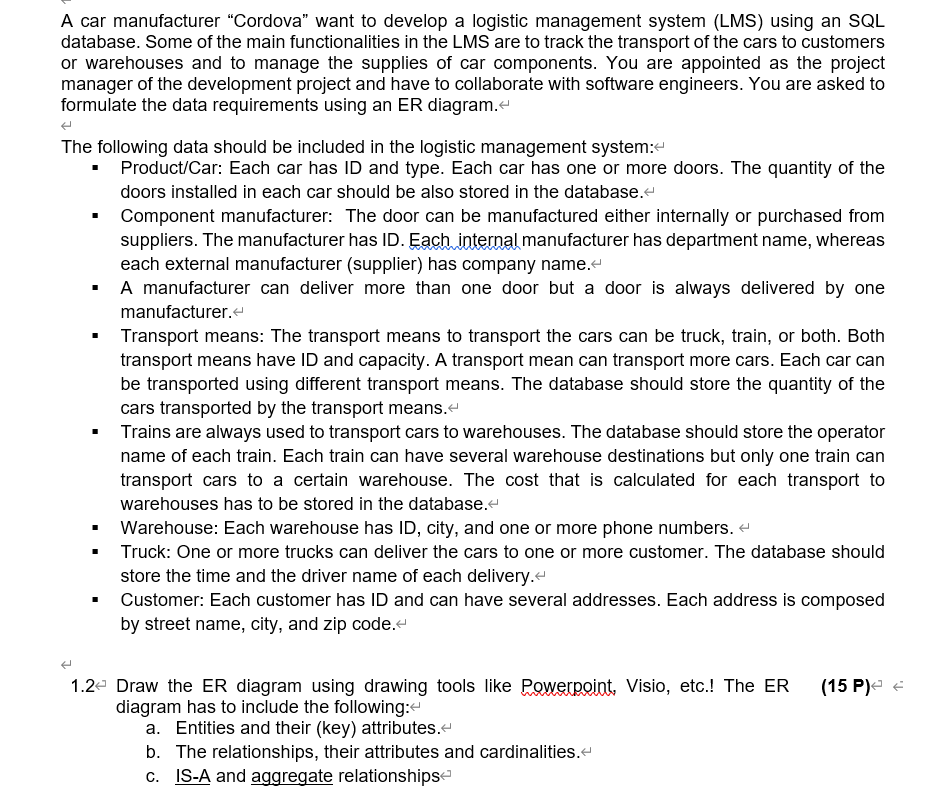 A car manufacturer "Cordova" want to develop a