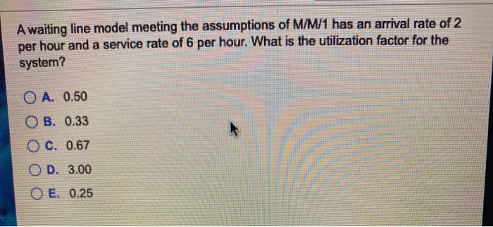 A waiting line model meeting the assumptions of