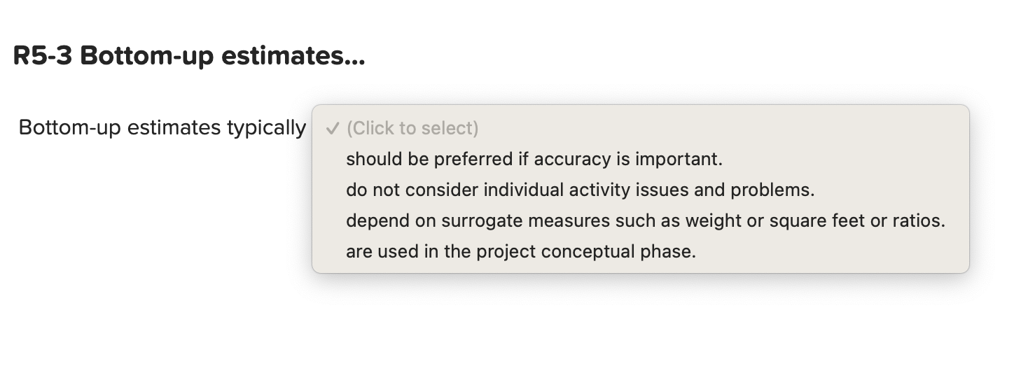 R5-1a All of the following are reasons