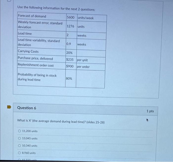 all of them please Use the following information