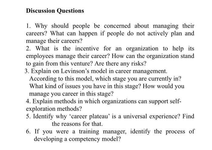 Discussion Questions 1. Why should people be