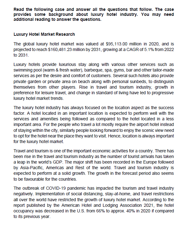 Read the following case and answer all the