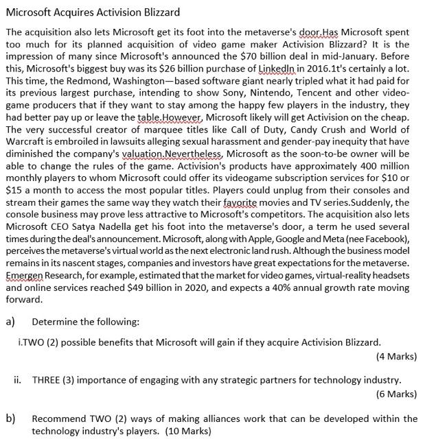 Microsoft Acquires Activision Blizzard The