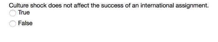 Culture shock does not affect the success of an