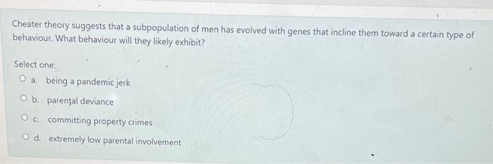 Cheater theory suggests that a subpopulation of