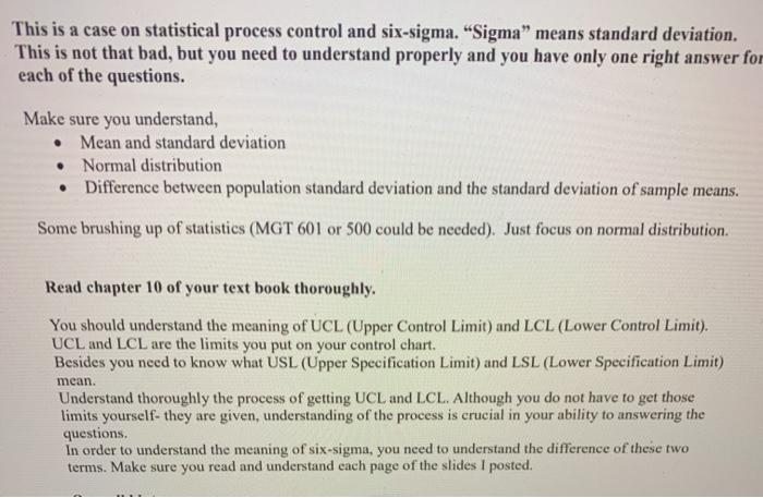 This is a case on statistical process control and