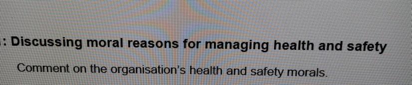 1: Discussing moral reasons for managing health