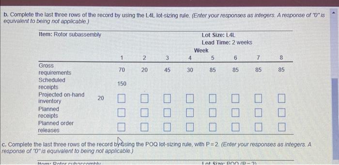 The partially completed inventory record for the