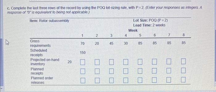 The partially completed inventory record for the