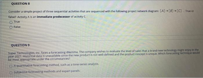 QUESTIONS Consider a simple project of three