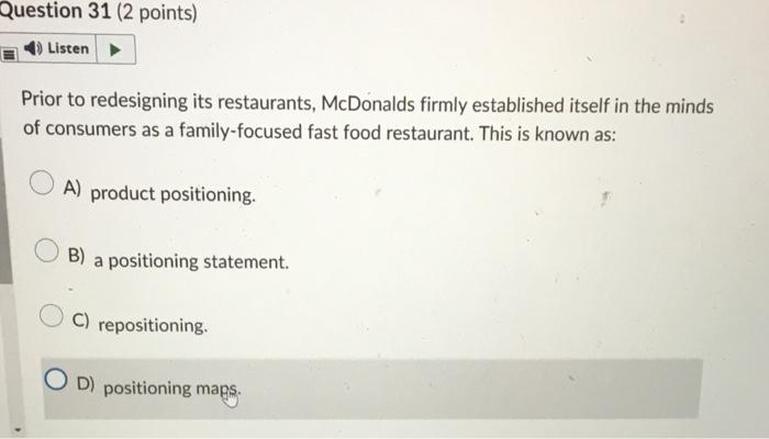 Prior to redesigning its restaurants, McDonalds