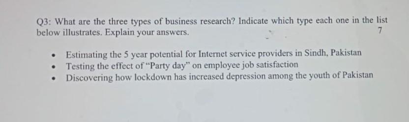 Q3: What are the three types of business