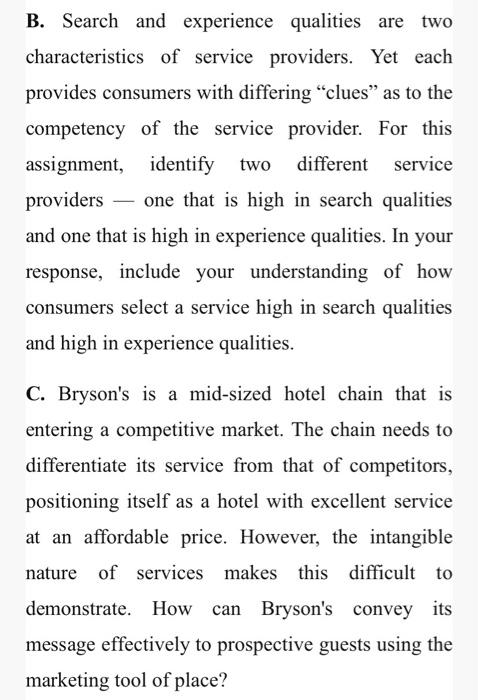 B. Search and experience qualities are two