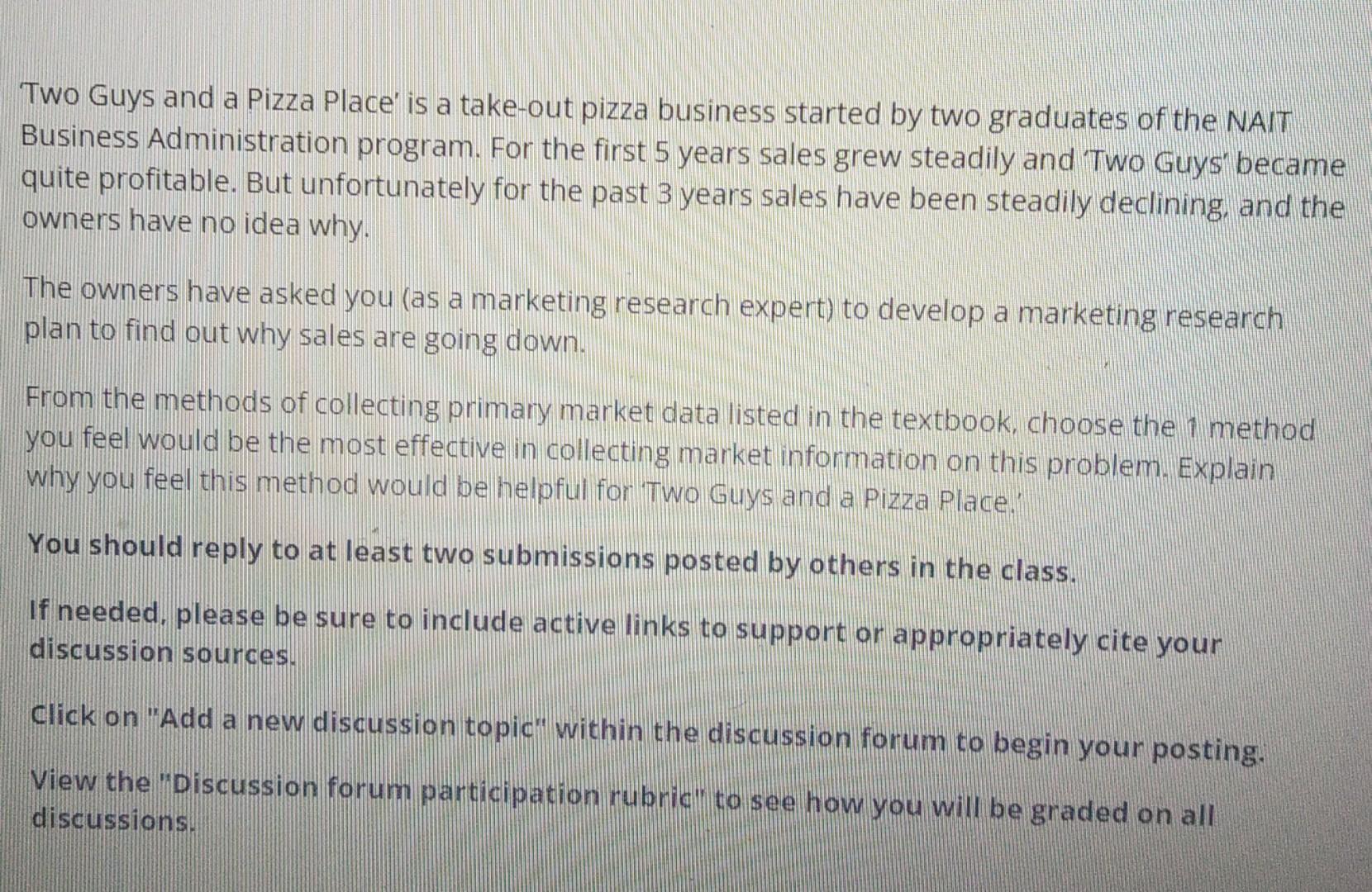 D iscussion forum of Marketing Two Guys and a