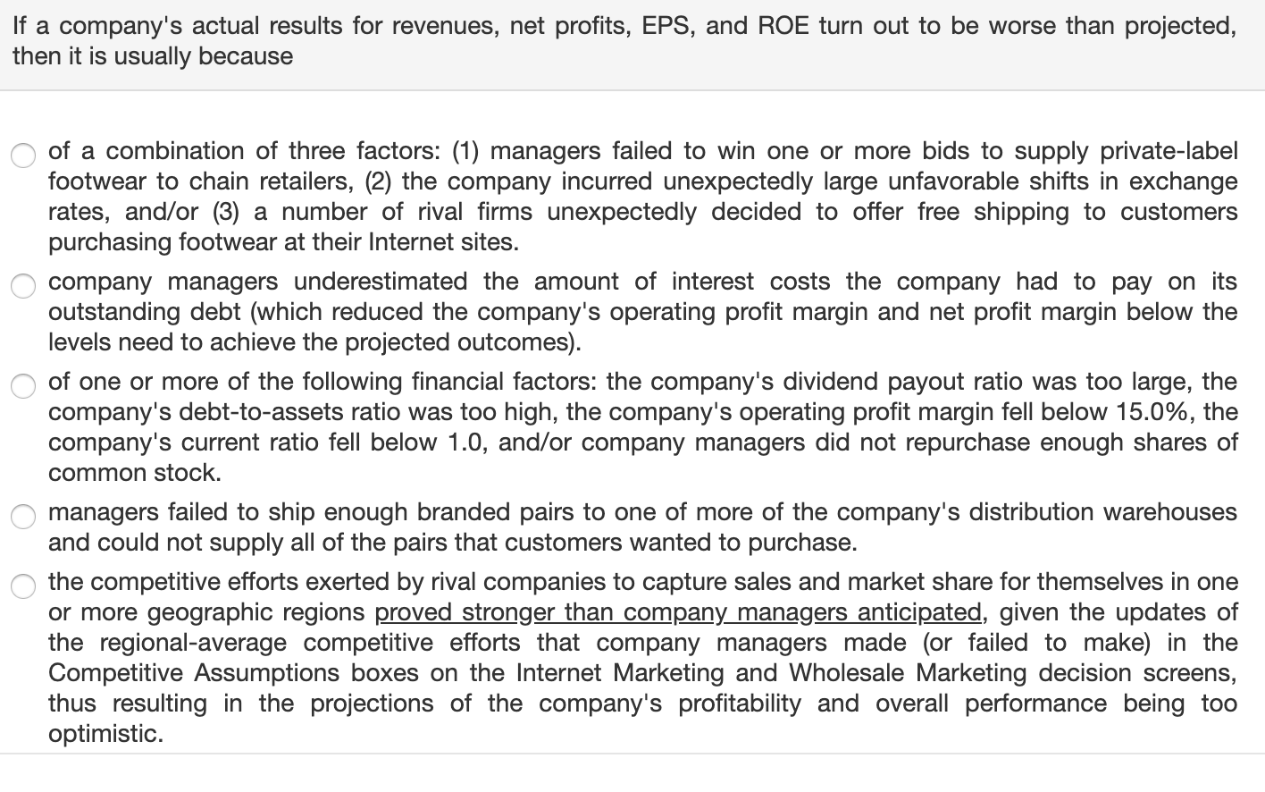 If a company's actual results for revenues, net