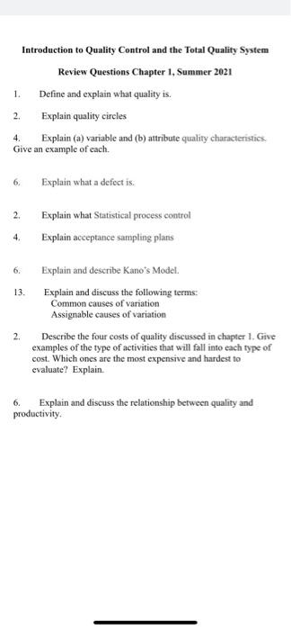 1. Introduction to Quality Control and the Total
