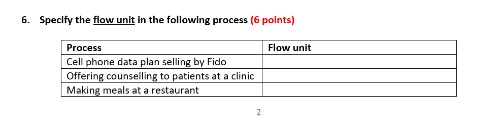 6. Specify the flow unit in the following process