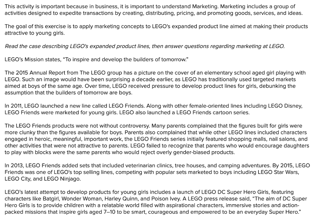 This activity is important because in business,