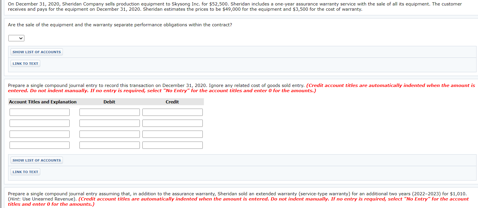 A) Are the sale of the equipment and the warranty