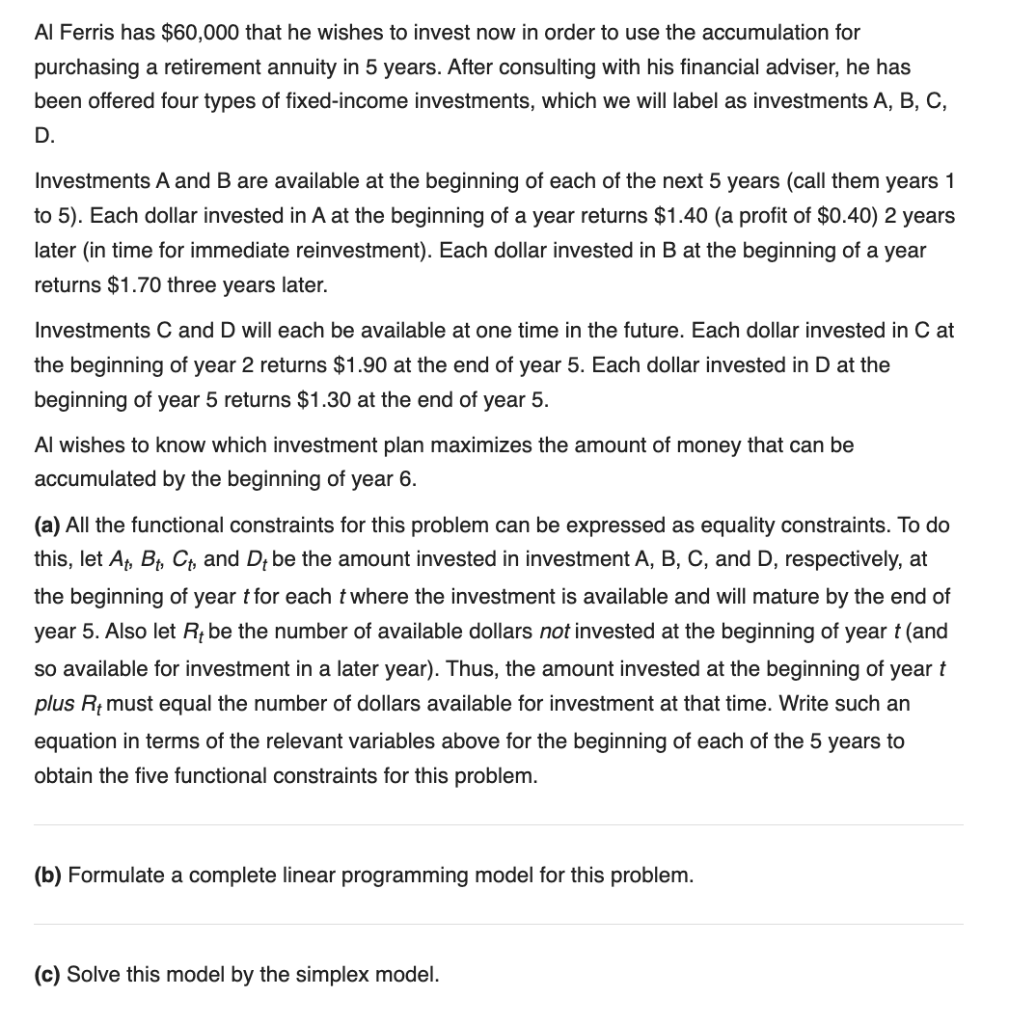 for part c, don't use excel. solve simplex by