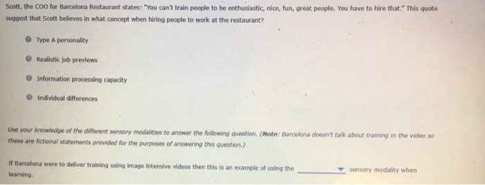 Scott, the coo for Barcelona Restaurant states: