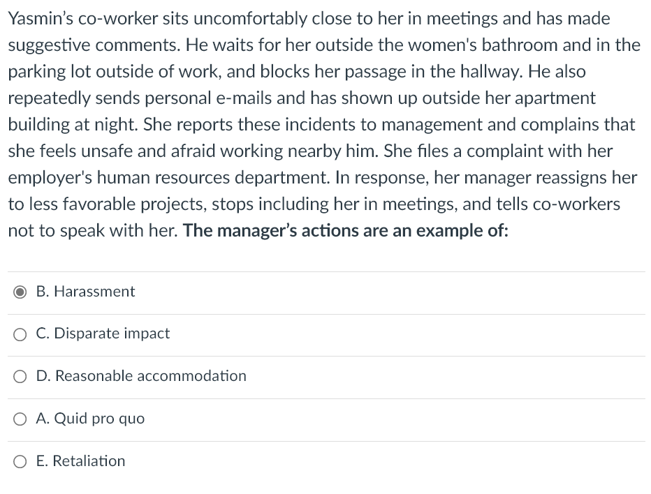 Yasmin's co-worker sits uncomfortably close to