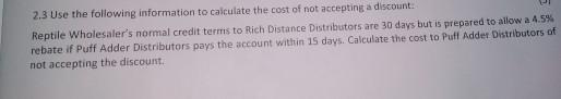 Please help with this question 2.3 Use the