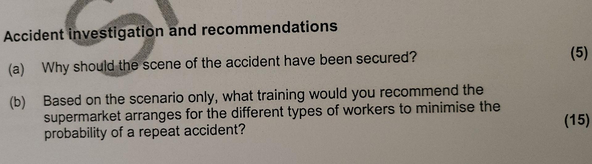 Accident investigation and recommendations (5)