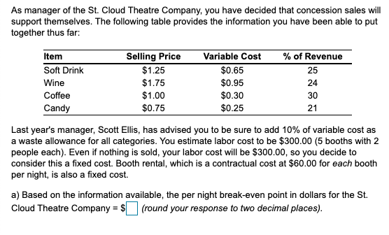 B) Based on the given information, the per night