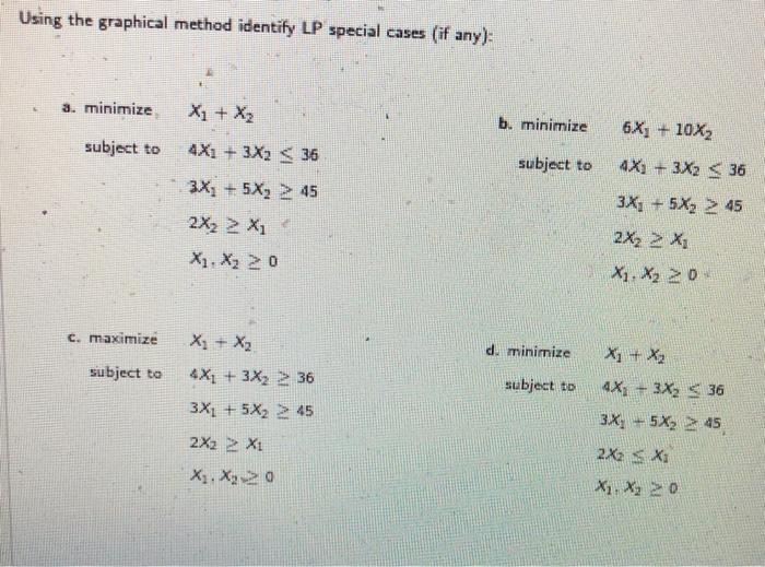 Using the graphical method identity LP special