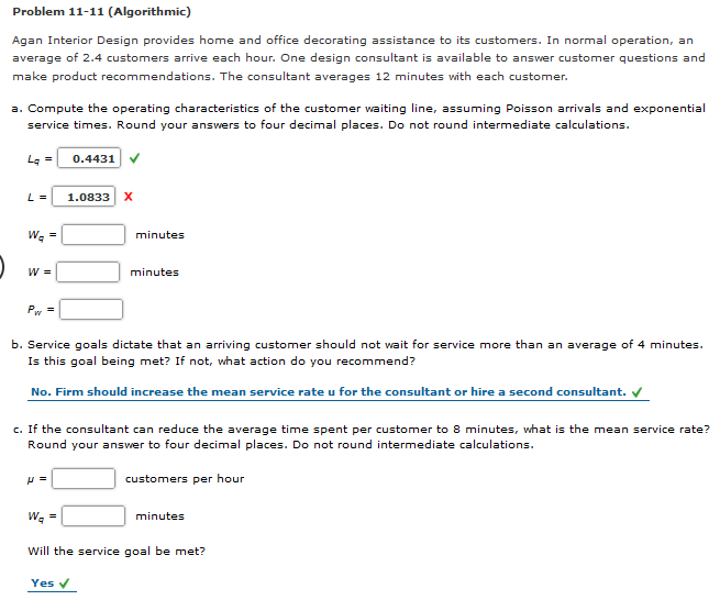 Problem 11-11 (Algorithmic) Agan Interior Design
