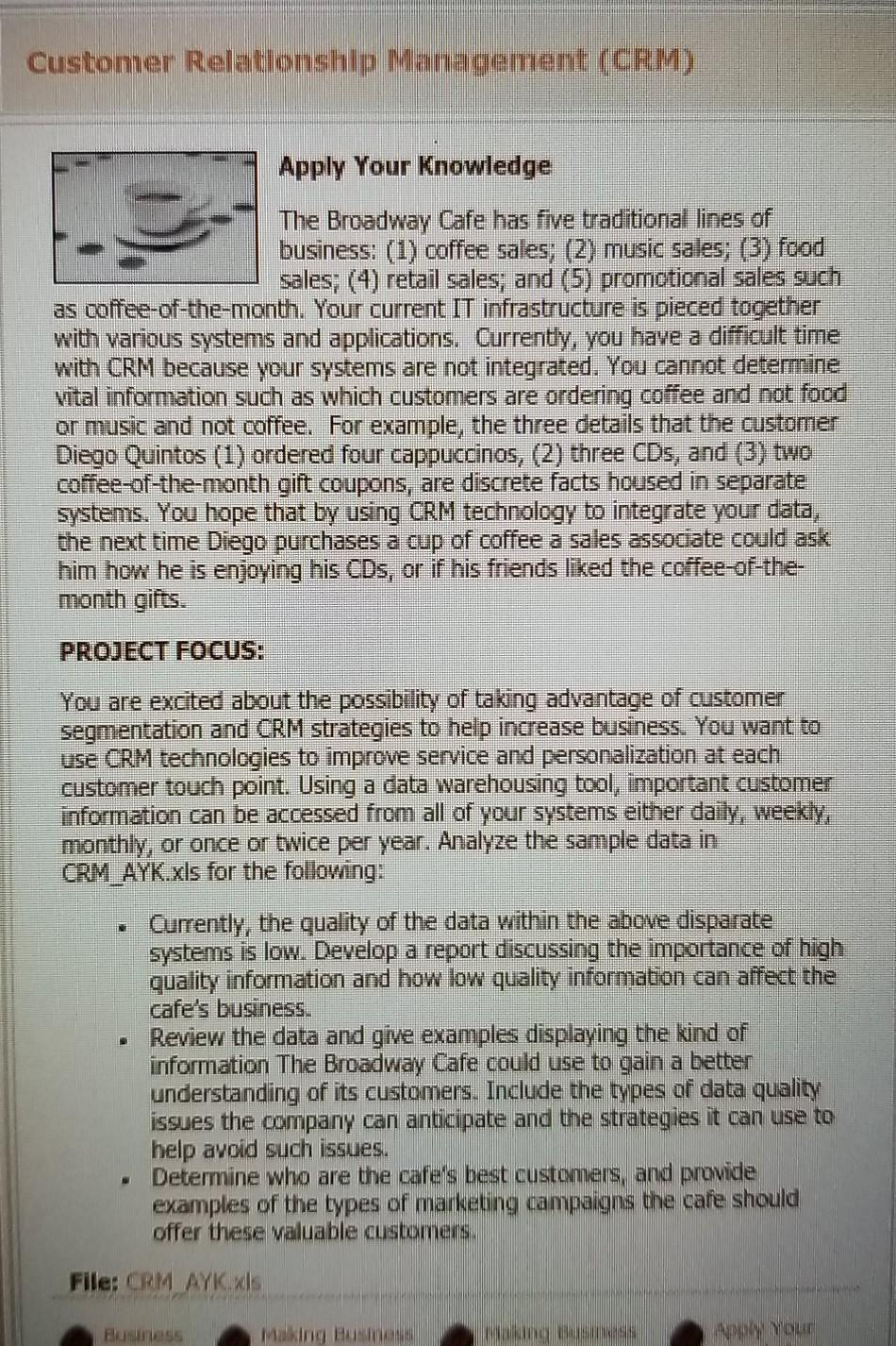 Customer Relationship Management (CRM) Apply Your