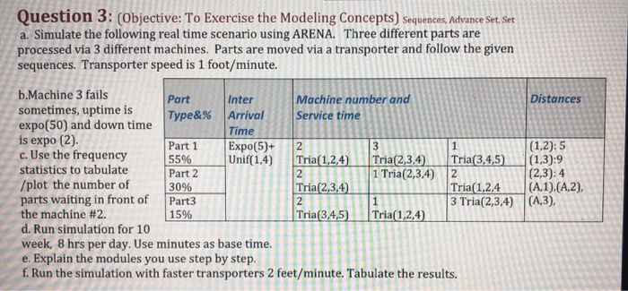 use Arena Question 3: (Objective: To Exercise the